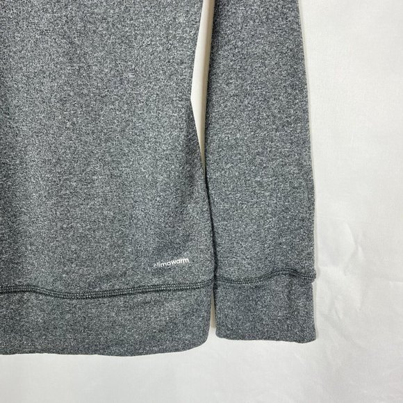 adidas Hoodie Women Medium Heathered Grey Pink Pullover Sweater Hooded Climawarm - Picture 8 of 9